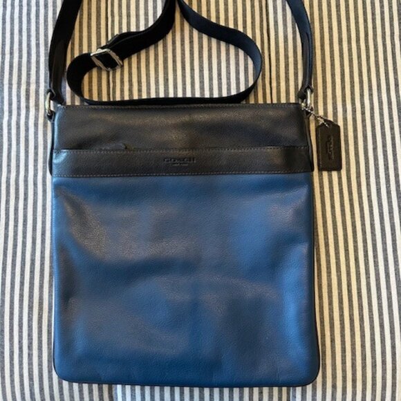 Coach Crossbody Pebble Leather - Blue and Black - Picture 1 of 9